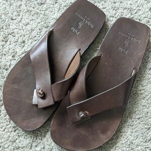 Ralph Lauren Brown Leather Men’s Gladiator-Style Flip Sandals